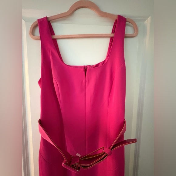 Melanie Lyne Pink Flared Tulip Hem Belted Dress - Size 6 - Picture 4 of 13